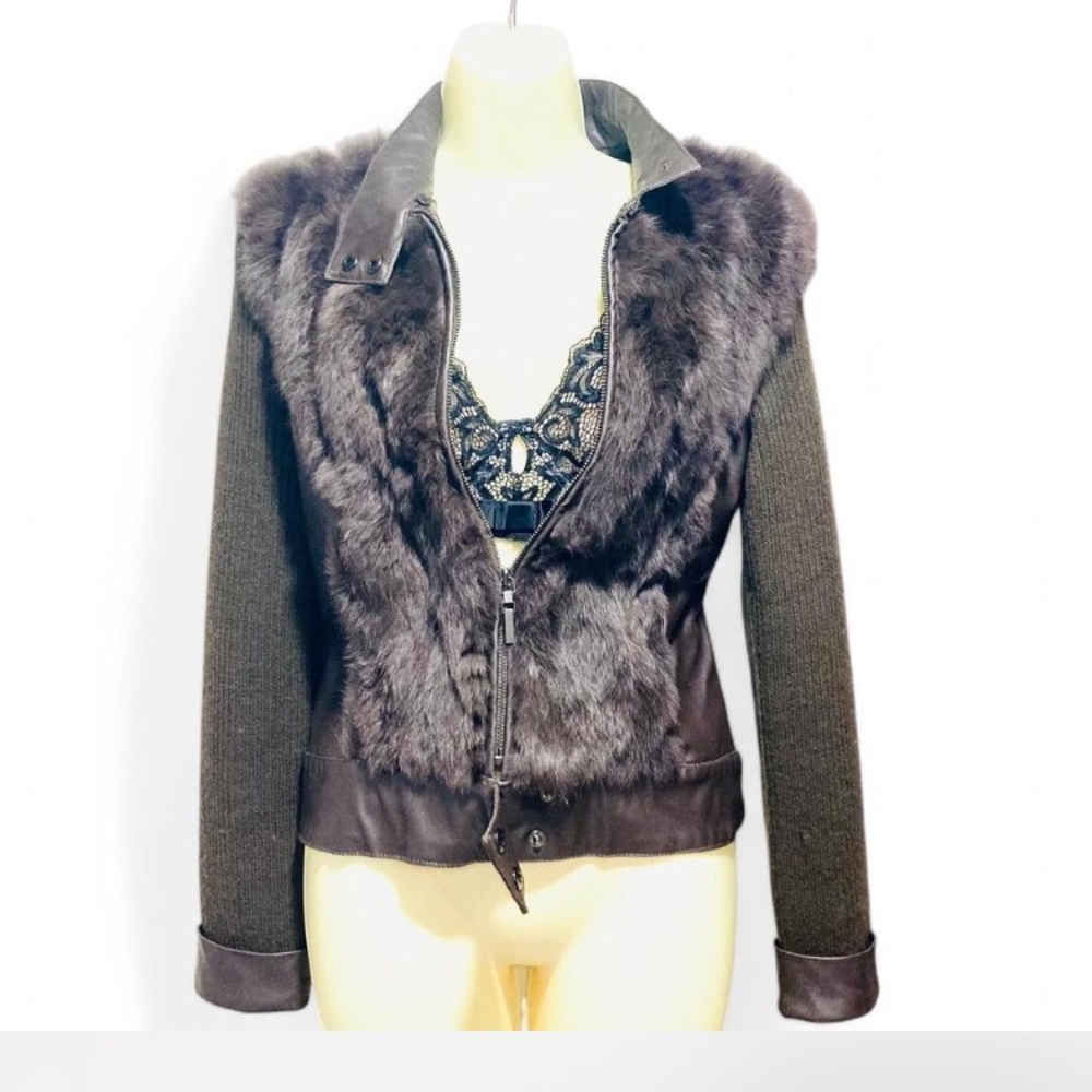 Y2K Rabbit fur trim jacket - Picture 2 of 8